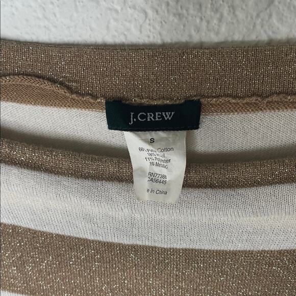 J. Crew Shimmer Brown and Cream Striped Sweater size Small - Picture 2 of 4